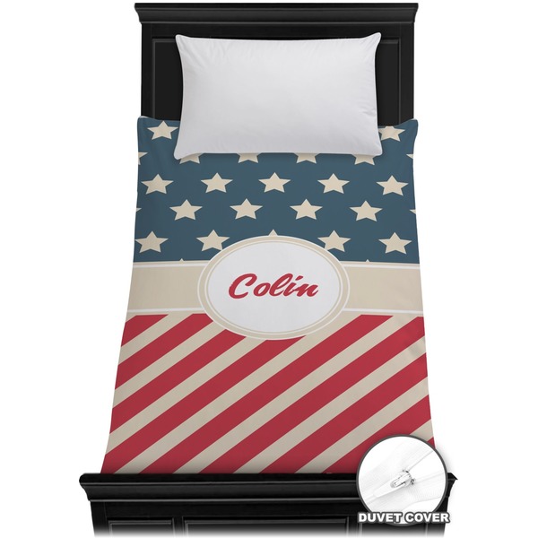 Custom Stars and Stripes Duvet Cover - Twin (Personalized)