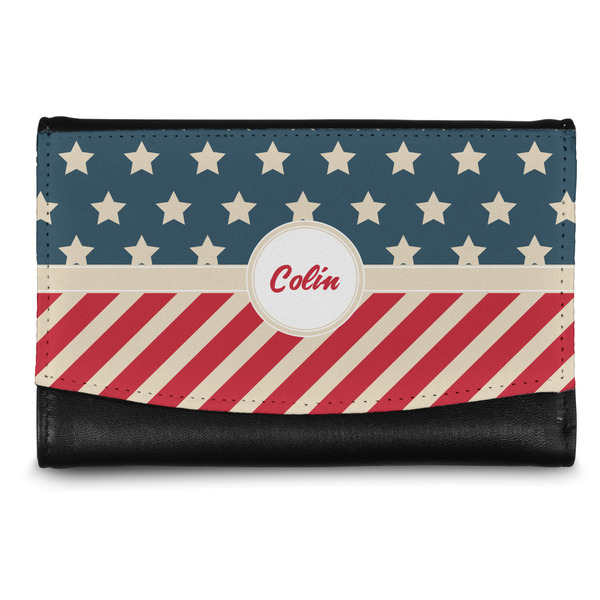 Custom Stars and Stripes Genuine Leather Women's Wallet - Small (Personalized)