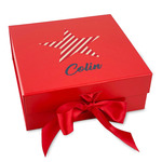 Stars and Stripes Gift Box with Magnetic Lid - Red (Personalized)