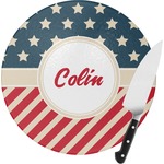 Stars and Stripes Round Glass Cutting Board (Personalized)