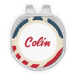 Stars and Stripes Golf Ball Marker - Hat Clip - Silver