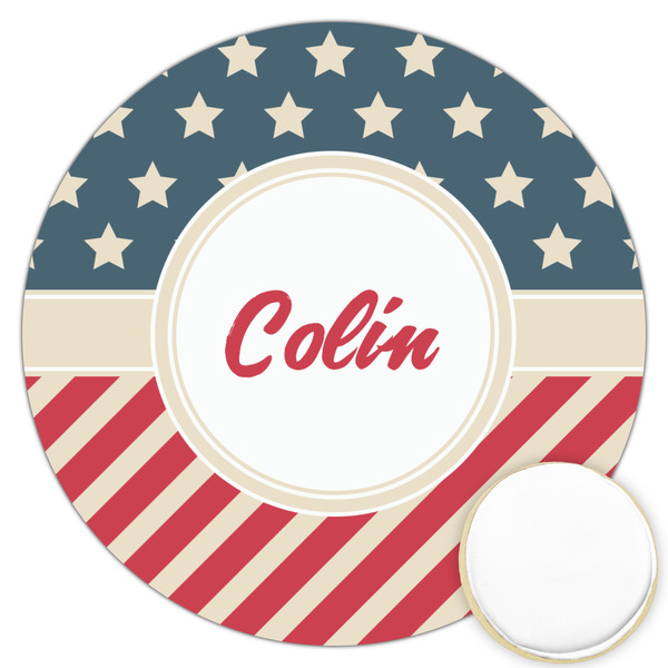 Custom Stars and Stripes Printed Cookie Topper - 3.25" (Personalized)