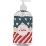 Stars and Stripes Plastic Soap / Lotion Dispenser (16 oz - Large - White) (Personalized)