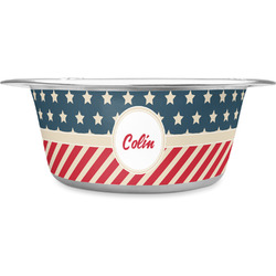Stars and Stripes Stainless Steel Dog Bowl - Large (Personalized)