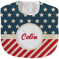 Stars and Stripes Velour Baby Bib w/ Name or Text