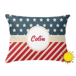 Stars and Stripes Outdoor Throw Pillow (Rectangular) (Personalized)