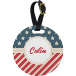 Stars and Stripes Plastic Luggage Tag - Round (Personalized)