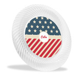 Stars and Stripes Plastic Party Dinner Plates - 10" (Personalized)