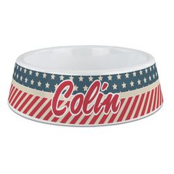 Stars and Stripes Plastic Dog Bowl - Large (Personalized)