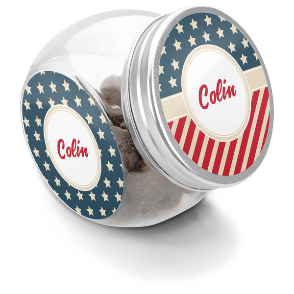 Custom Stars and Stripes Puppy Treat Jar (Personalized)