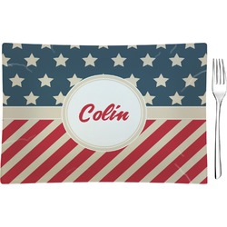 Stars and Stripes Glass Rectangular Appetizer / Dessert Plate (Personalized)