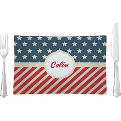 Stars and Stripes Rectangular Glass Lunch / Dinner Plate - Single or Set (Personalized)