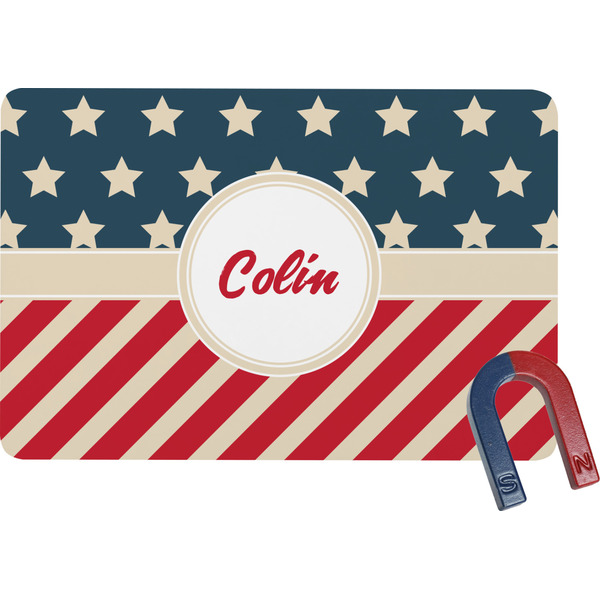 Custom Stars and Stripes Rectangular Fridge Magnet (Personalized)