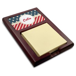 Stars and Stripes Red Mahogany Sticky Note Holder (Personalized)