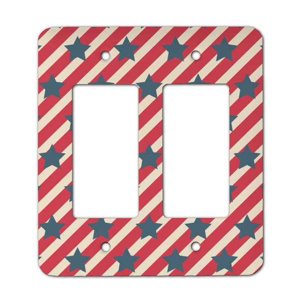 Custom Stars and Stripes Rocker Style Light Switch Cover - Two Switch