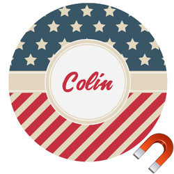 Stars and Stripes Round Car Magnet - 10" (Personalized)