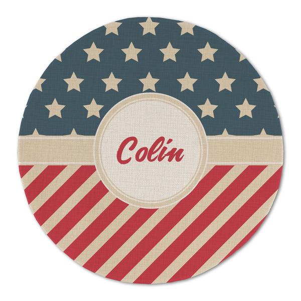 Custom Stars and Stripes Round Linen Placemat (Personalized)