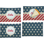 Stars and Stripes Set of 4 Glass Rectangular Appetizer / Dessert Plate (Personalized)