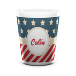 Stars and Stripes Ceramic Shot Glass - 1.5 oz - White - Set of 4 (Personalized)