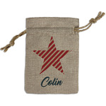 Stars and Stripes Small Burlap Gift Bag - Front (Personalized)