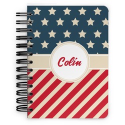 Stars and Stripes Spiral Notebook - 5x7 w/ Name or Text