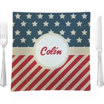 Stars and Stripes Glass Square Lunch / Dinner Plate 9.5" (Personalized)