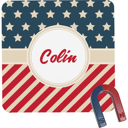 Stars and Stripes Square Fridge Magnet (Personalized)