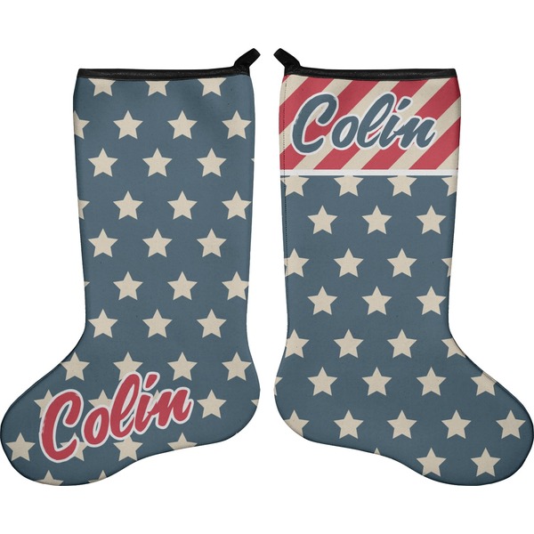 Custom Stars and Stripes Holiday Stocking - Double-Sided - Neoprene (Personalized)