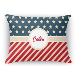 Stars and Stripes Rectangular Throw Pillow Case - 12"x18" (Personalized)