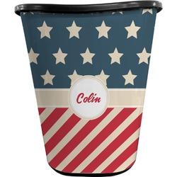 Stars and Stripes Waste Basket - Double Sided (Black) (Personalized)