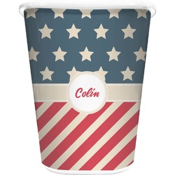 Stars and Stripes Waste Basket - Double Sided (White) (Personalized)