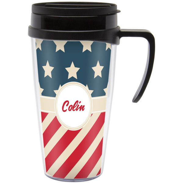 Custom Stars and Stripes Acrylic Travel Mug with Handle (Personalized)