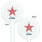 Stars and Stripes White Plastic 5.5" Stir Stick - Double Sided - Round - Front & Back