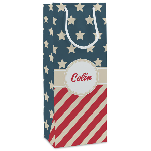 Custom Stars and Stripes Wine Gift Bags - Matte (Personalized)