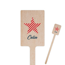 Stars and Stripes 6.25" Rectangle Wooden Stir Sticks - Single Sided (Personalized)