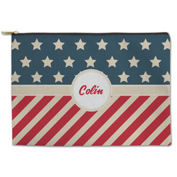 Stars and Stripes Zipper Pouch - Large - 12.5"x8.5" (Personalized)