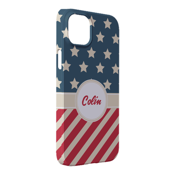 Custom Stars and Stripes iPhone Case - Plastic - iPhone 14 Plus (Personalized)