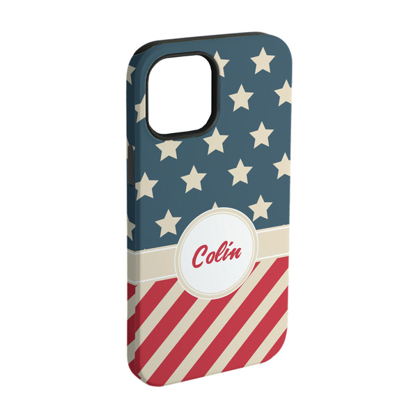 Custom Stars and Stripes iPhone Case - Rubber Lined - iPhone 15 Pro (Personalized)