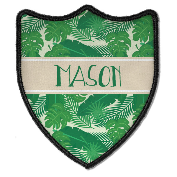 Custom Tropical Leaves #2 Iron on Shield Patch B w/ Name or Text