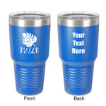 Tropical Leaves #2 30 oz Stainless Steel Tumbler - Royal Blue - Double-Sided (Personalized)