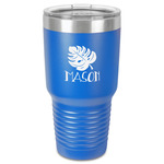 Tropical Leaves #2 30 oz Stainless Steel Tumbler - Royal Blue - Single-Sided (Personalized)