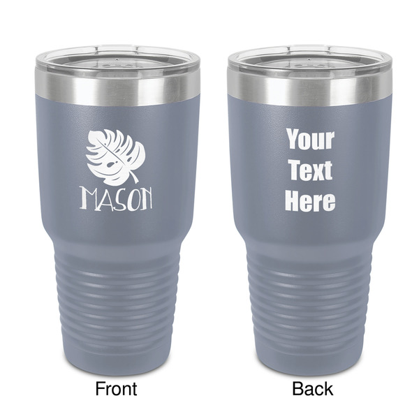 Custom Tropical Leaves #2 30 oz Stainless Steel Tumbler - Grey - Double-Sided (Personalized)