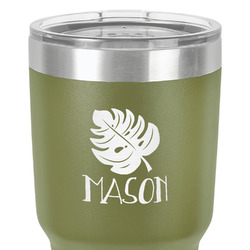 Tropical Leaves #2 30 oz Stainless Steel Tumbler - Olive - Double-Sided (Personalized)