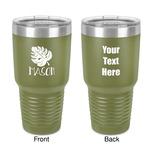 Tropical Leaves #2 30 oz Stainless Steel Tumbler - Olive - Double-Sided (Personalized)