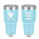 Tropical Leaves #2 30 oz Stainless Steel Tumbler - Teal - Double-Sided (Personalized)