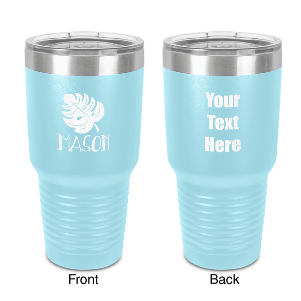 Custom Tropical Leaves #2 30 oz Stainless Steel Tumbler - Teal - Double-Sided (Personalized)