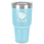 Tropical Leaves #2 30 oz Stainless Steel Tumbler - Teal - Single-Sided (Personalized)