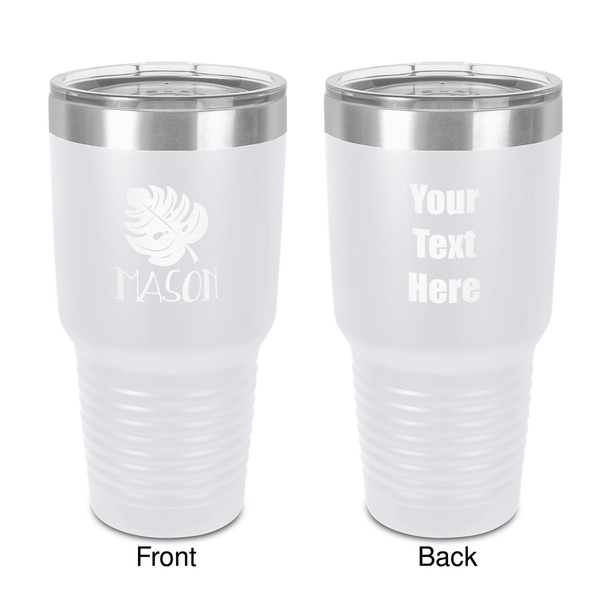 Custom Tropical Leaves #2 30 oz Stainless Steel Tumbler - White - Double-Sided (Personalized)