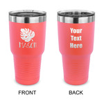 Tropical Leaves #2 30 oz Stainless Steel Tumbler - Coral - Double Sided (Personalized)