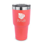 Tropical Leaves #2 30 oz Stainless Steel Tumbler - Coral - Single Sided (Personalized)